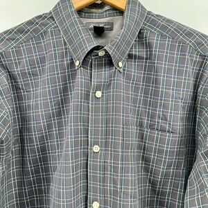 Eddie Bauer Wrinkle Free Shirt Mens Large Gray Windowpane Plaid Heritage